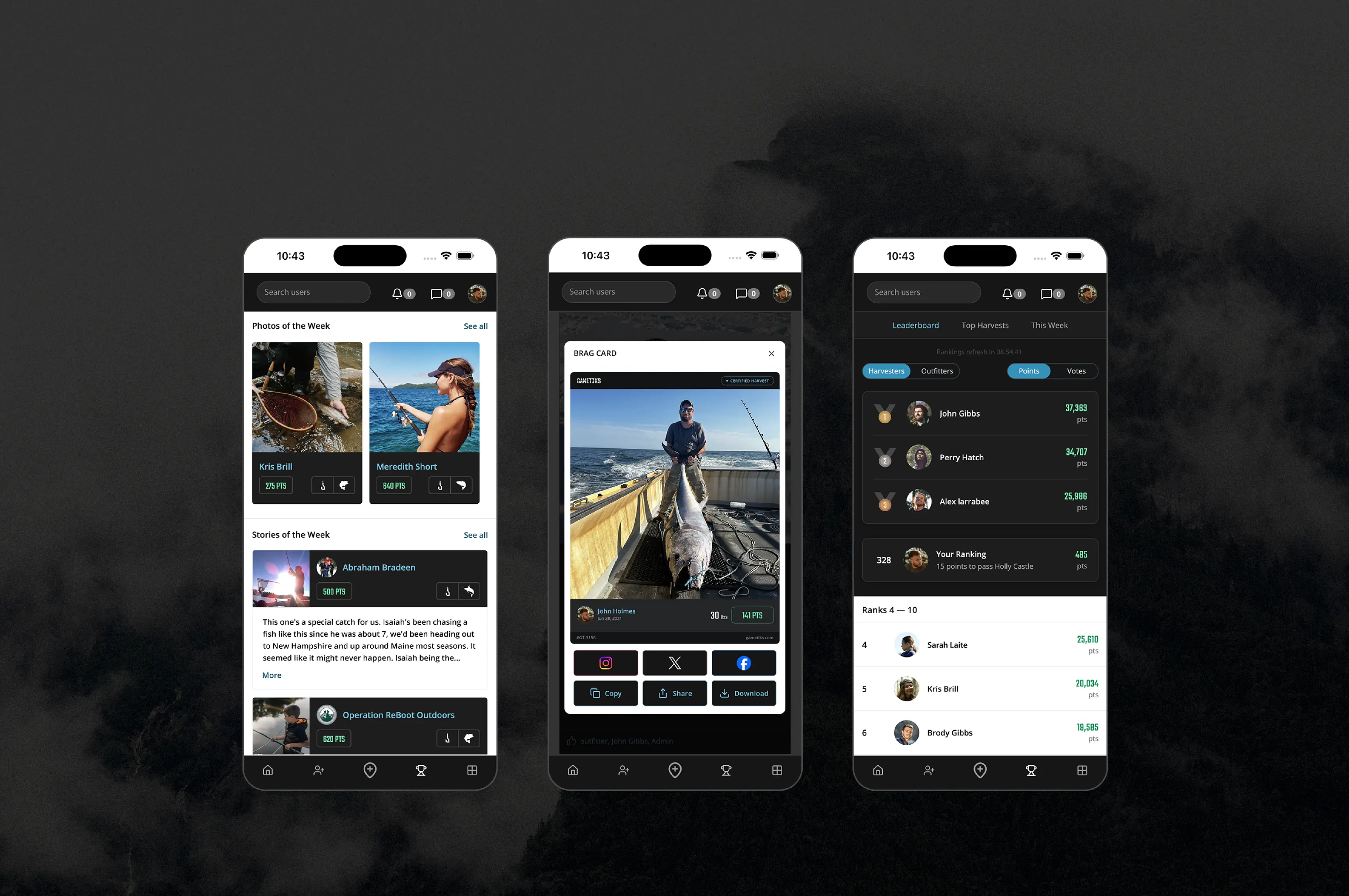 GameTiks gamified outdoor sportsman application on mobile